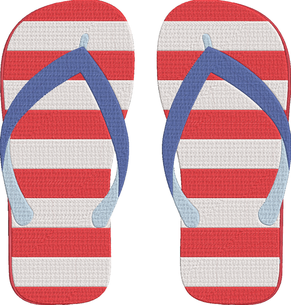 4th of July - Part2 - flip flops 1 Embroidery Design