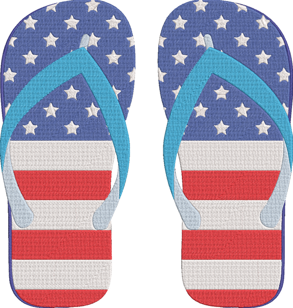 4th of July - Part1 - flip flops 2 Embroidery Design