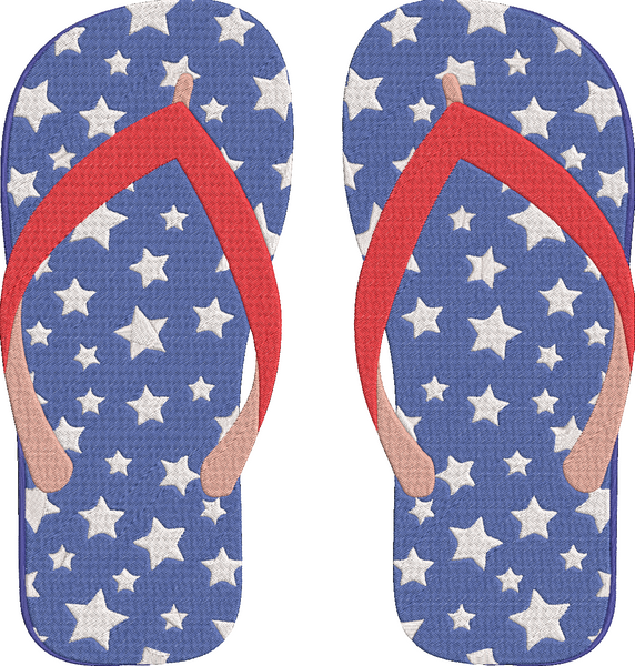 4th of July - Part2 - flip flops 3 Embroidery Design
