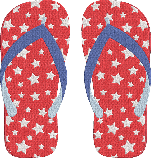 4th of July - Part1 - flip flops 4 Embroidery Design