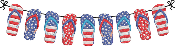 4th of July - Part2 - flip flops bunting Embroidery Design