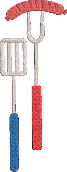 4th of July BBQ - Grilling Tools Embroidery Design