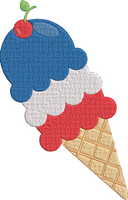 4th of July BBQ - Ice Cream Cone Embroidery Design
