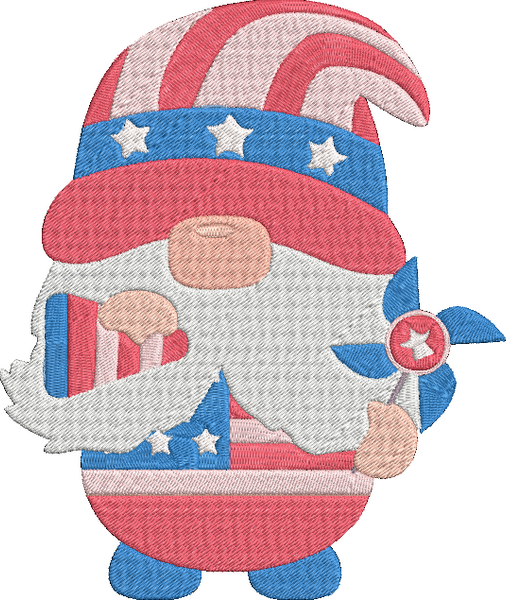 4th of July Gnomes - America-1 Embroidery Design