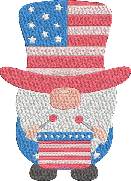 4th of July Gnomes - America-2 Embroidery Design