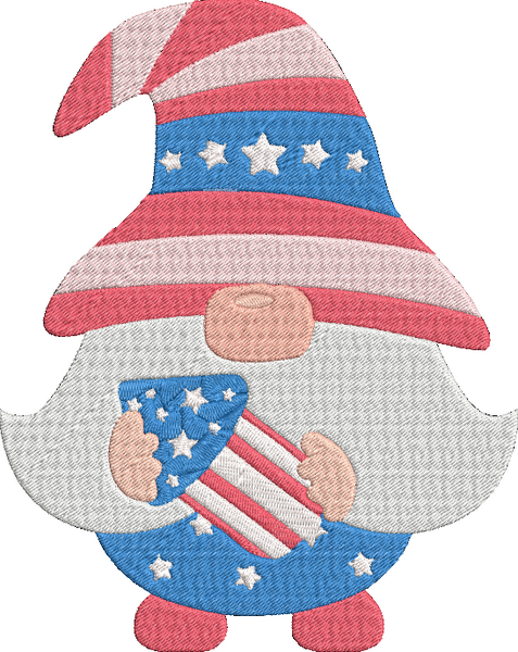 4th of July Gnomes - America-5 Embroidery Design