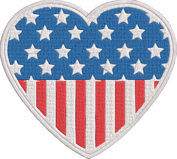 4th of July Iconic - Heart Embroidery Design