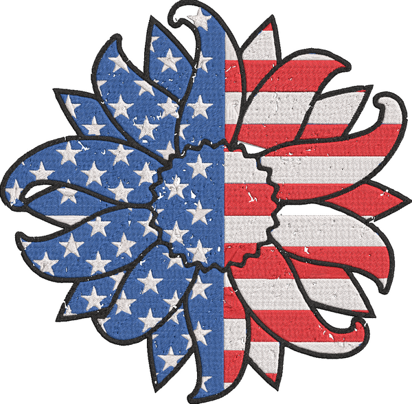 4th of July Sunflowers - sunflower 1 Embroidery Design