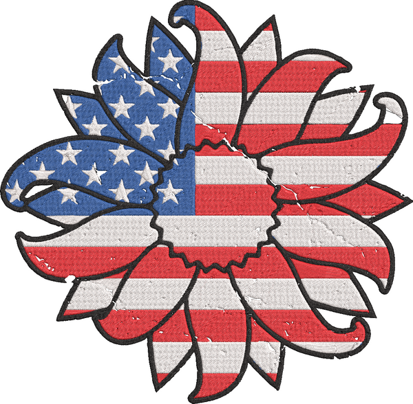 4th of July Sunflowers - sunflower 2 Embroidery Design