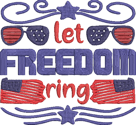 4th of July Word Art - 8 Embroidery Design