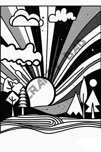 Abstract Landscape Coloring Pages Vol 1 - 2 Coloring Page