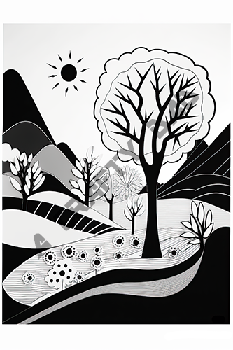 Abstract Landscape Coloring Pages Vol 2 - 1 Coloring Page