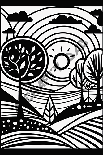 Abstract Landscape Coloring Pages Vol 3 - 1 Coloring Page