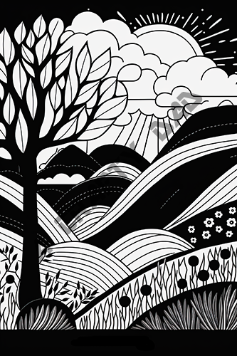 Abstract Landscape Coloring Pages Vol 3 - 4 Coloring Page