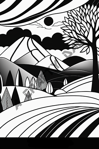 Abstract Landscape Coloring Pages Vol 4 - 2 Coloring Page