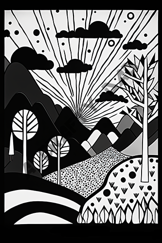 Abstract Landscape Coloring Pages Vol 4 - 6 Coloring Page