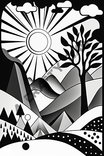Abstract Landscape Coloring Pages Vol 4 - 7 Coloring Page