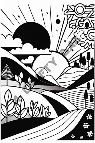 Abstract Landscape Coloring Pages Vol 4 - 8 Coloring Page