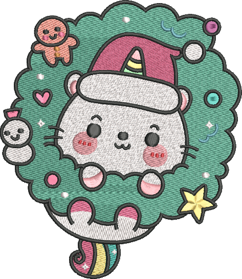 Adorbs Christmas - Christmas Kittycorn 5x7 Embroidery Design