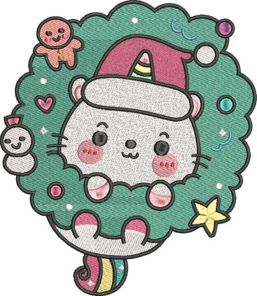 Adorbs Christmas - Christmas Kittycorn 6x10 Embroidery Design