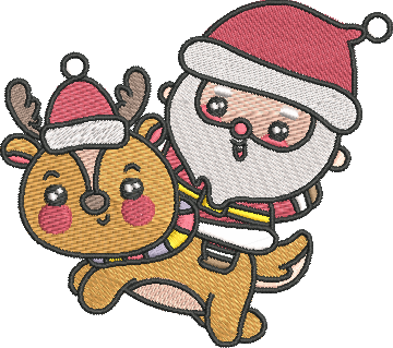 Adorbs Christmas - Santa and Reindeer 4x4 Embroidery Design