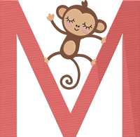 Animal Alphabet Uppercase - Monkey Embroidery Design