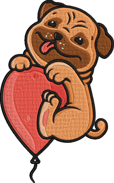 Animal Balloon - Pug Embroidery Design