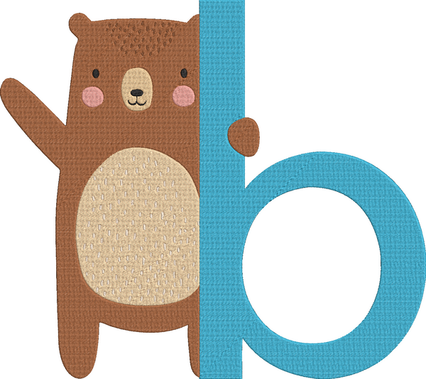 Animal Alphabet Lowercase - Bear lowercase Embroidery Design
