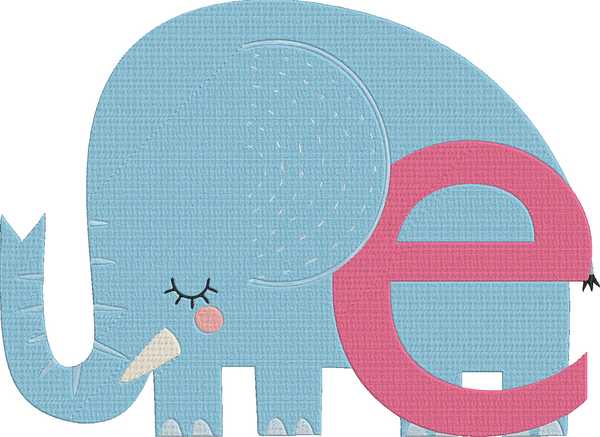 Animal Alphabet Lowercase - Elephant lowercase Embroidery Design