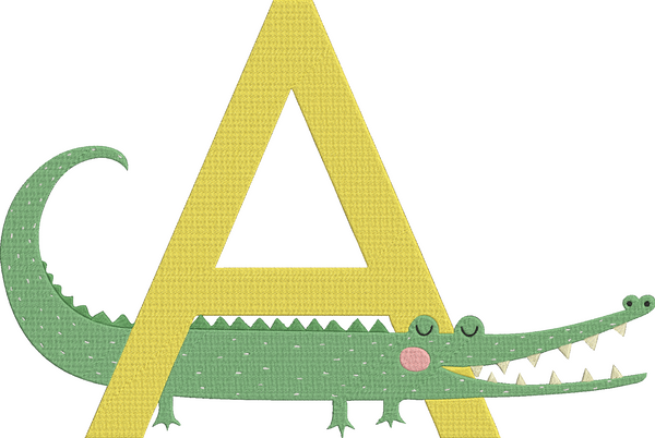 Animal Alphabet Uppercase - Alligator Embroidery Design