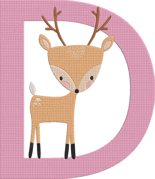 Animal Alphabet Uppercase - Deer Embroidery Design