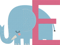 Animal Alphabet Uppercase - Elephant Embroidery Design