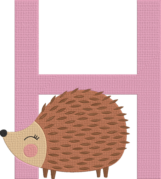 Animal Alphabet Uppercase - Hedgehog Embroidery Design