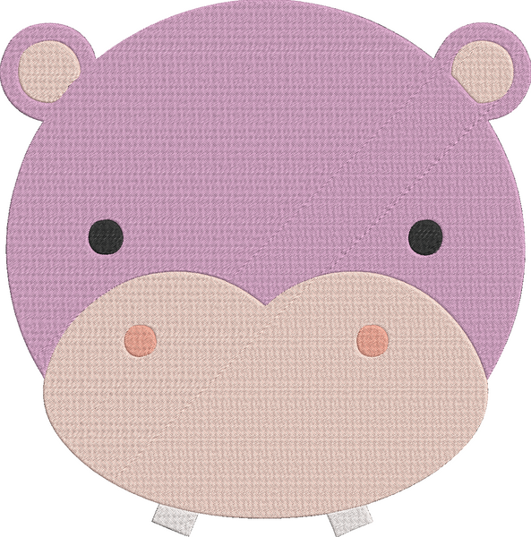 Animal Faces - Hippo Embroidery Design