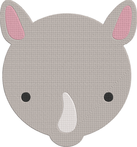 Animal Faces - Rhino Embroidery Design