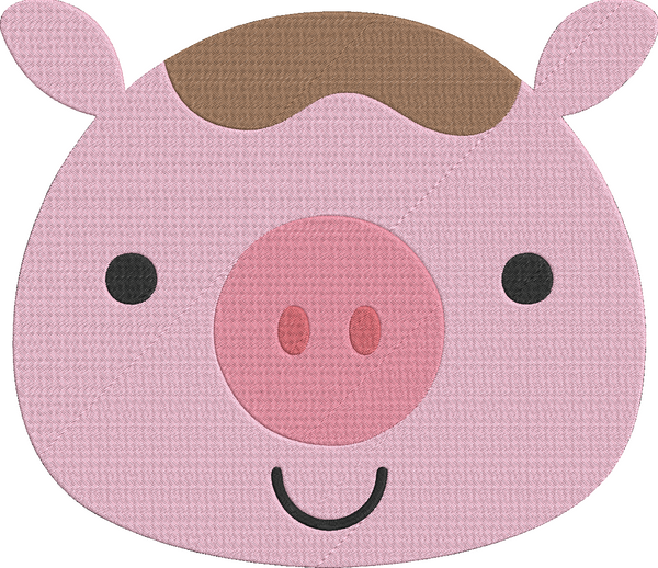 Animal Faces - pig Embroidery Design