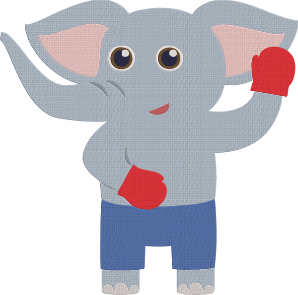 Animal Job and Hobby - elephant boxer Embroidery Design