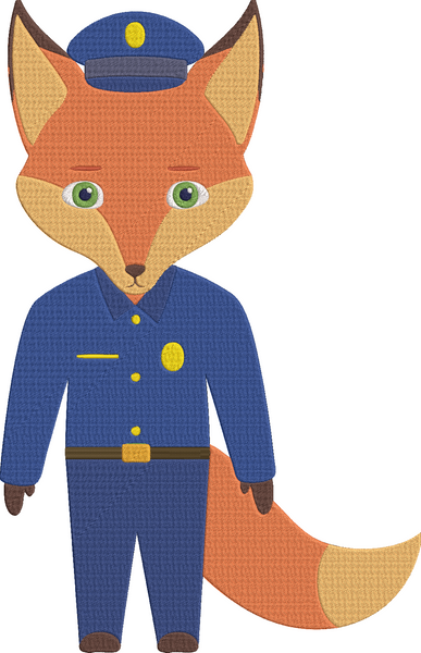 Animal Job and Hobby - fox policeman Embroidery Design