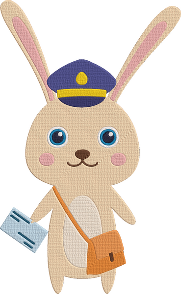 Animal Job and Hobby - hare postman Embroidery Design
