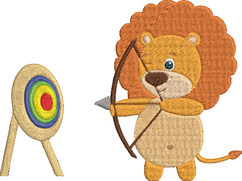 Animal Job and Hobby - lion archery Embroidery Design