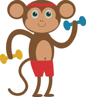 Animal Job and Hobby - monkey gym trainer Embroidery Design
