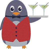 Animal Job and Hobby - penguin waiter Embroidery Design