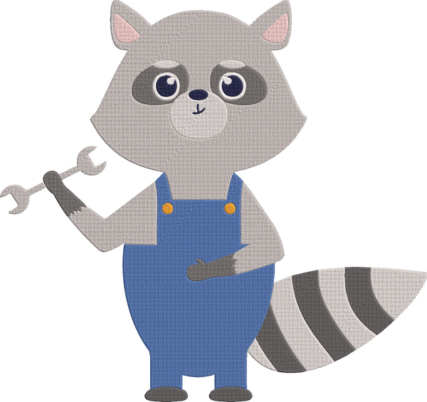 Animal Job and Hobby - raccoon plumber Embroidery Design