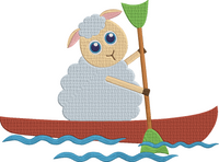 Animal Job and Hobby - sheep canoeing Embroidery Design