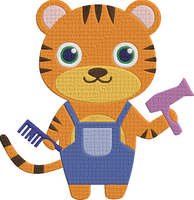 Animal Job and Hobby - tiger hairdresser Embroidery Design