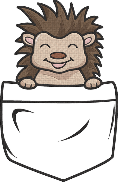 Animal Pockets - Pocket Hedgehog Embroidery Design