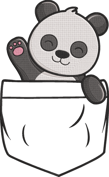 Animal Pockets - panda bear pocket Embroidery Design