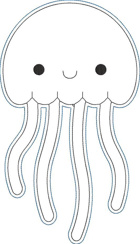 Animals AtoZ Coloring Dolls - Jellyfish Embroidery Design