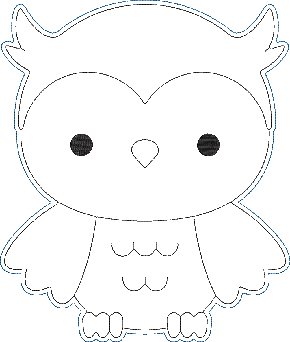 Animals AtoZ Coloring Dolls - Owl Embroidery Design