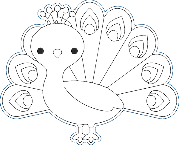 Animals AtoZ Coloring Dolls - Peacock Embroidery Design